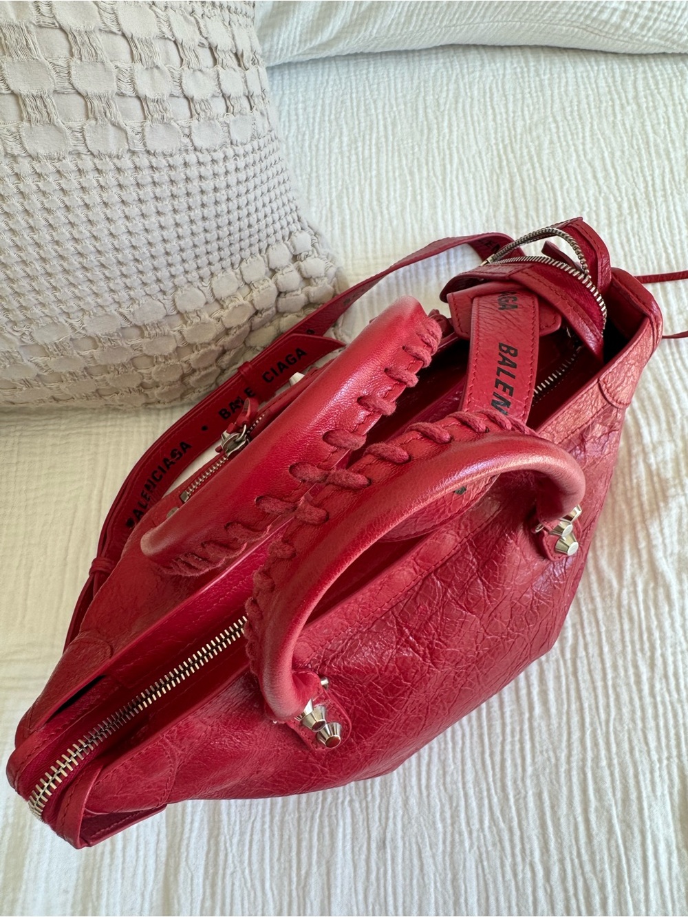Balenciaga City Bag Red Leather Silver Hardware w/strap & mirror + COA - Picture 4 of 13